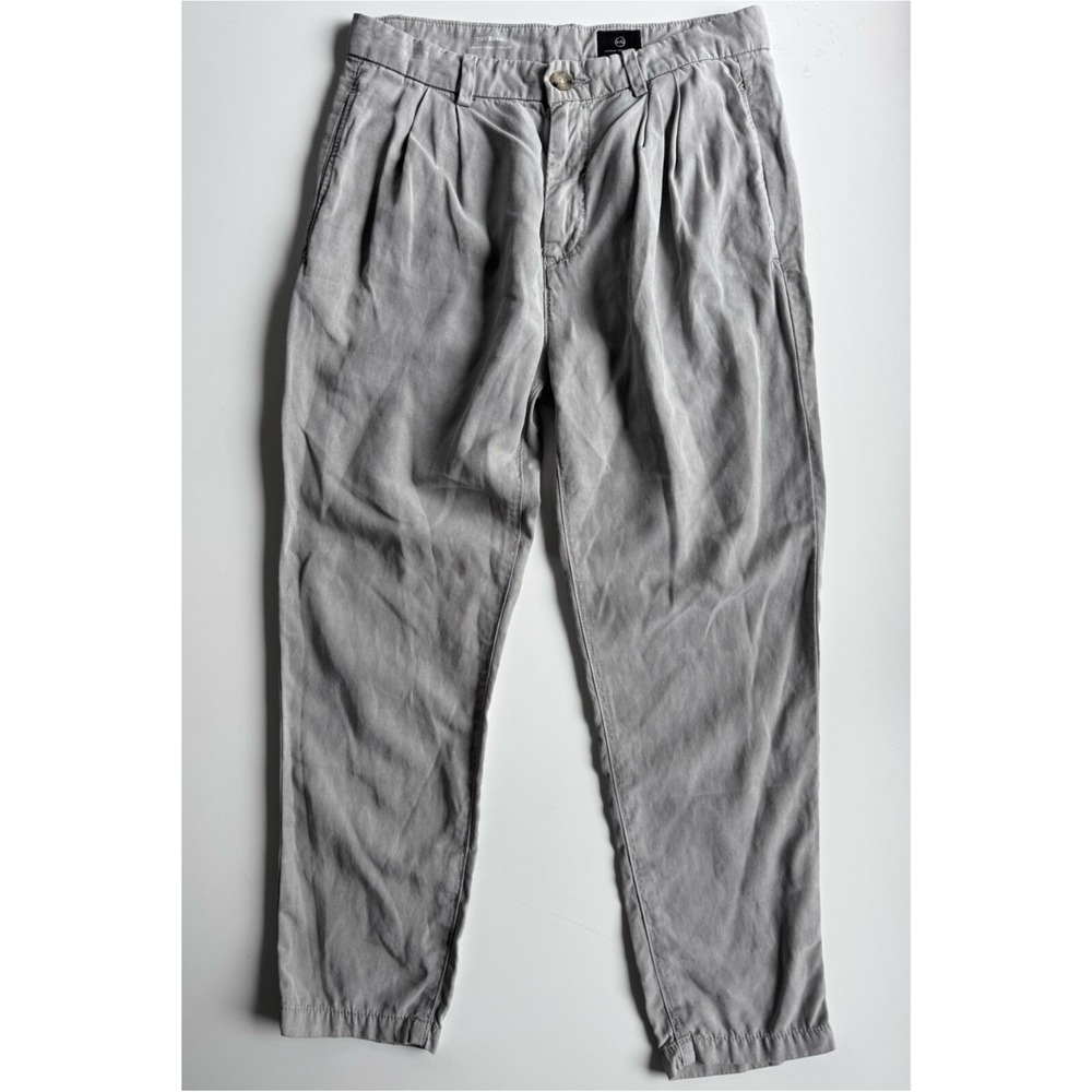 AG Adriano Goldschmied Evan Relaxed‎ Pleated Pant Womens 26R (24L) Gray Linen